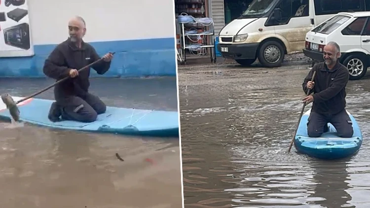 Ceyhan’da Sanayi Sitesi Göle Döndü Esnaf Tepkisini SUP Board İle Gösterdi