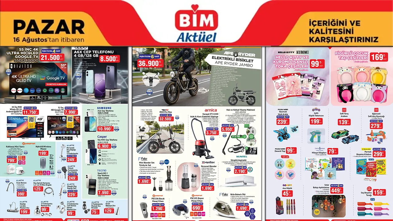 BİM’de Pazar Fırsatları Başlıyor: Elektrikli Bisikletten Telefona 41 Ürün Raflara Geliyor