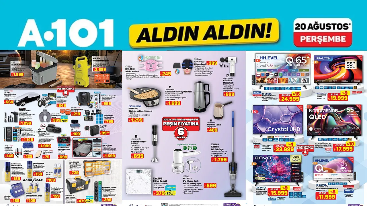 A101 20 Ağustos 2026 Aktüel Kataloğu Yayınlandı: Araçtan Televizyona Birçok Ürün Listede